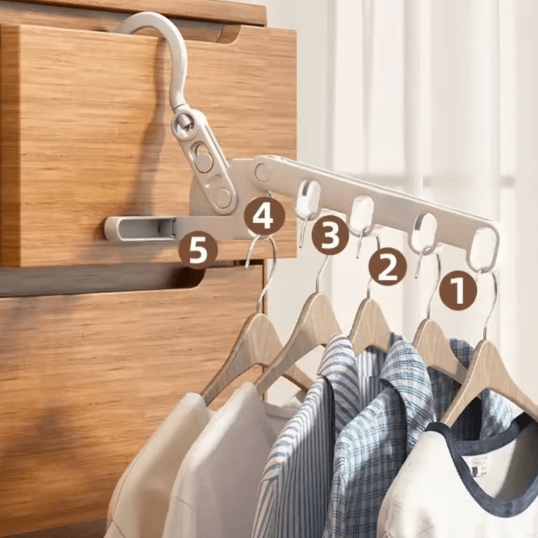 Portable Plastic Foldable 5-Hole Clothes Drying Hanger