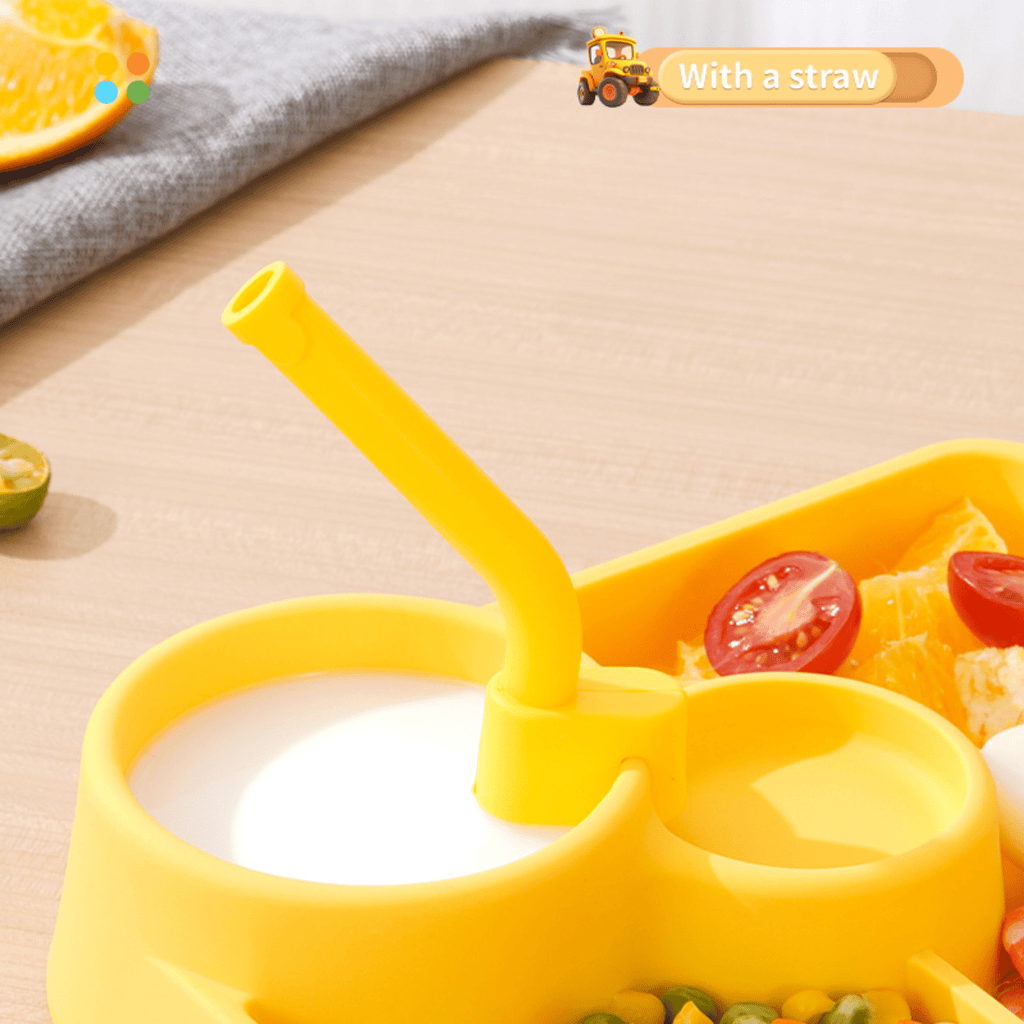 Baby Feeding Construction Themed Dinnerware Plate with Tractor Utensils