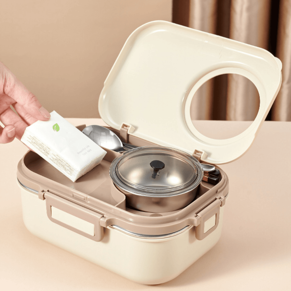 Multifunctional Electric 48W Heated Lunch Box with Leakproof Stainless Steel Liner(1.1Litre)