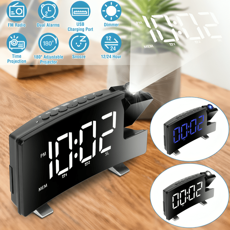 Multi-Function Curved Display Digital Clock
