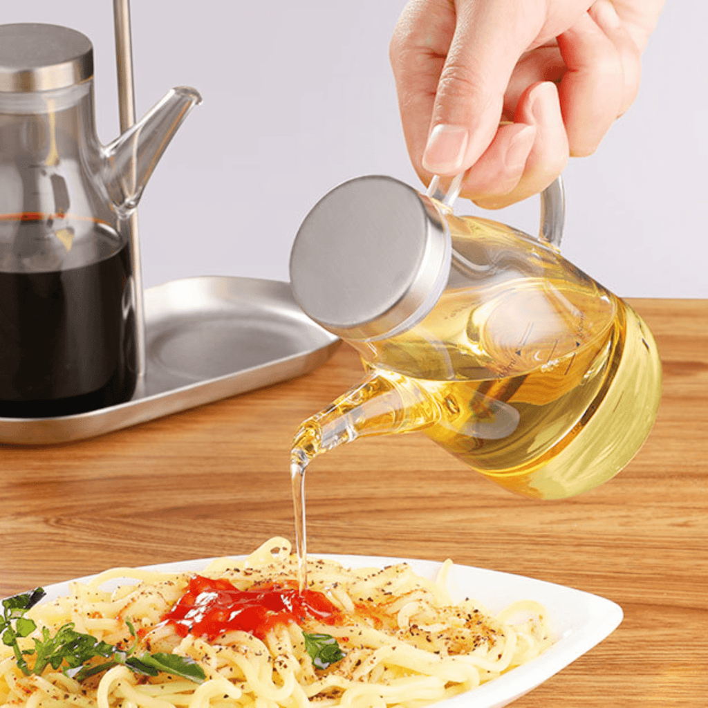 Borosilicate Seasoning Oil Dispenser with Stand Set of 2 (200ml Each)