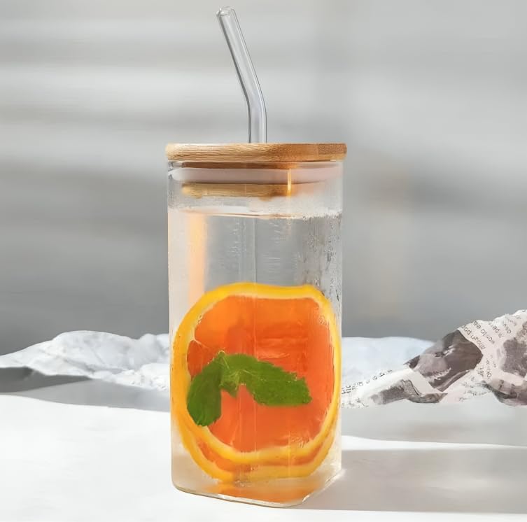 Multi-Purpose Borosilicate Glass Coffee and Juice Cup with Lid(400ml)
