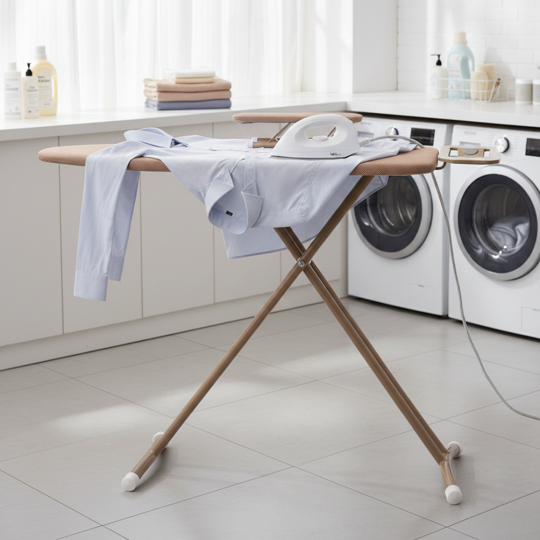 Height Adjustable and Foldable Ironing Board with Sleeve Perm