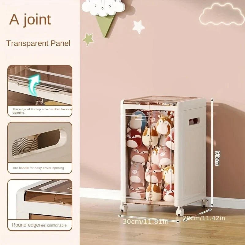 Multi-Use Foldable Transparent Storage Box with Wheels