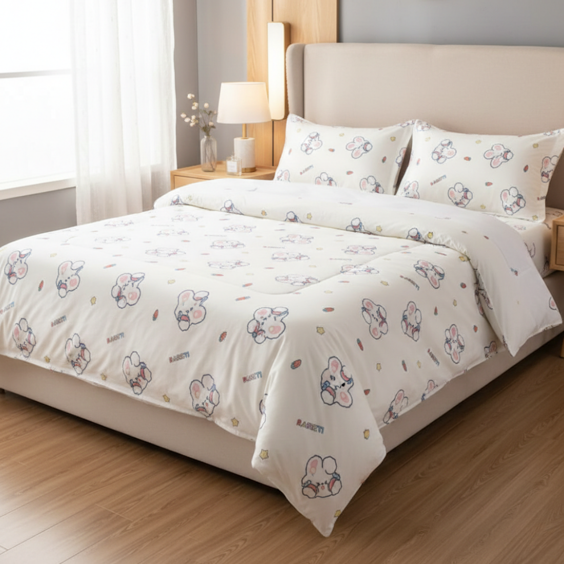 Printed Disposable  Bed Sheet, Pillow Case and Quilt Cover Four Piece Set