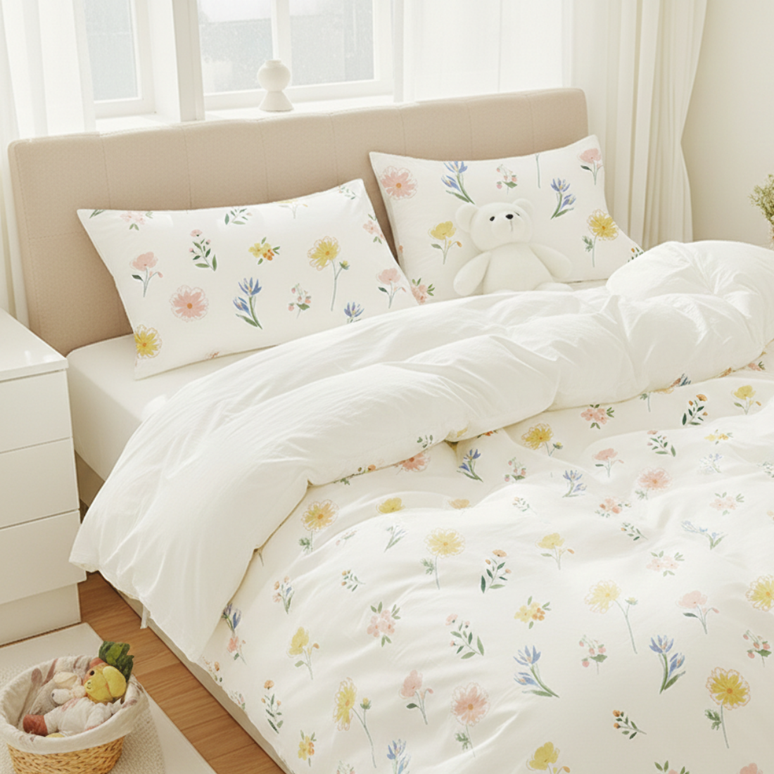 Printed Disposable  Bed Sheet, Pillow Case and Quilt Cover Four Piece Set