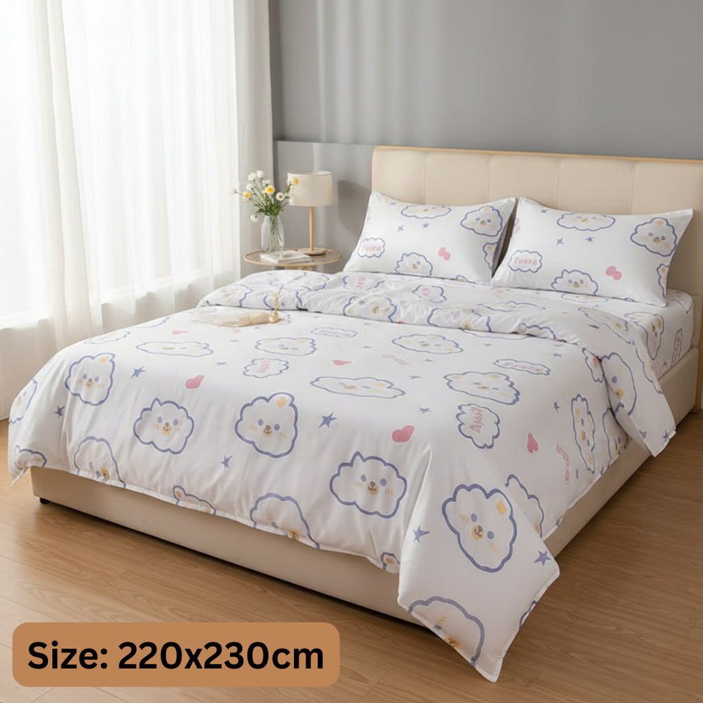 Printed Disposable  Bed Sheet, Pillow Case and Quilt Cover Four Piece Set