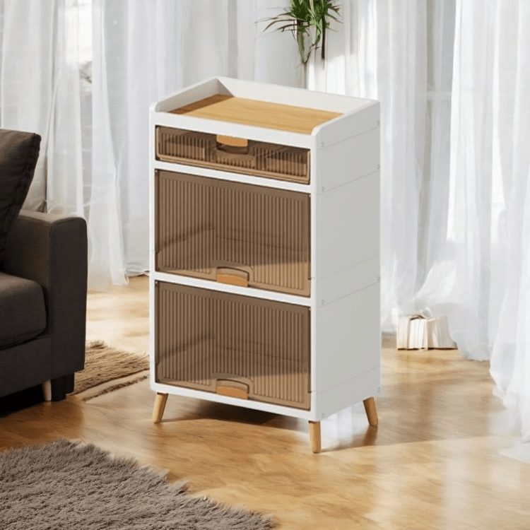 Multi-Purpose Transparent Flip-Top Storage Cabinet With Legs (58cm)