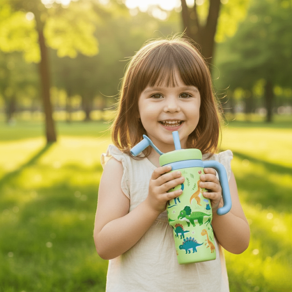 Playful Spray Water Bottle with Dual Lids