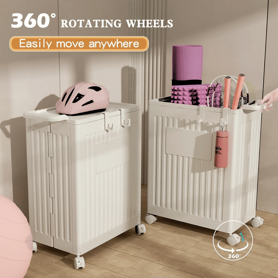 Multi-Purpose Foldable Storage Organizer Basket with Wheels