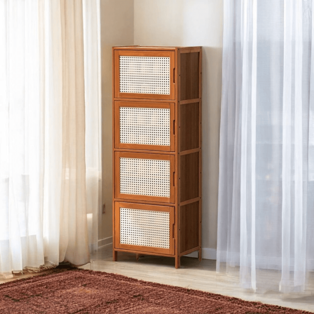 Multi-Purpose Bamboo Wood Storage Cabinet (Brown-43cm)