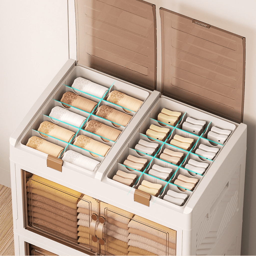 Multi-Purpose Foldable Storage Organizer Wardrobe With Wheels