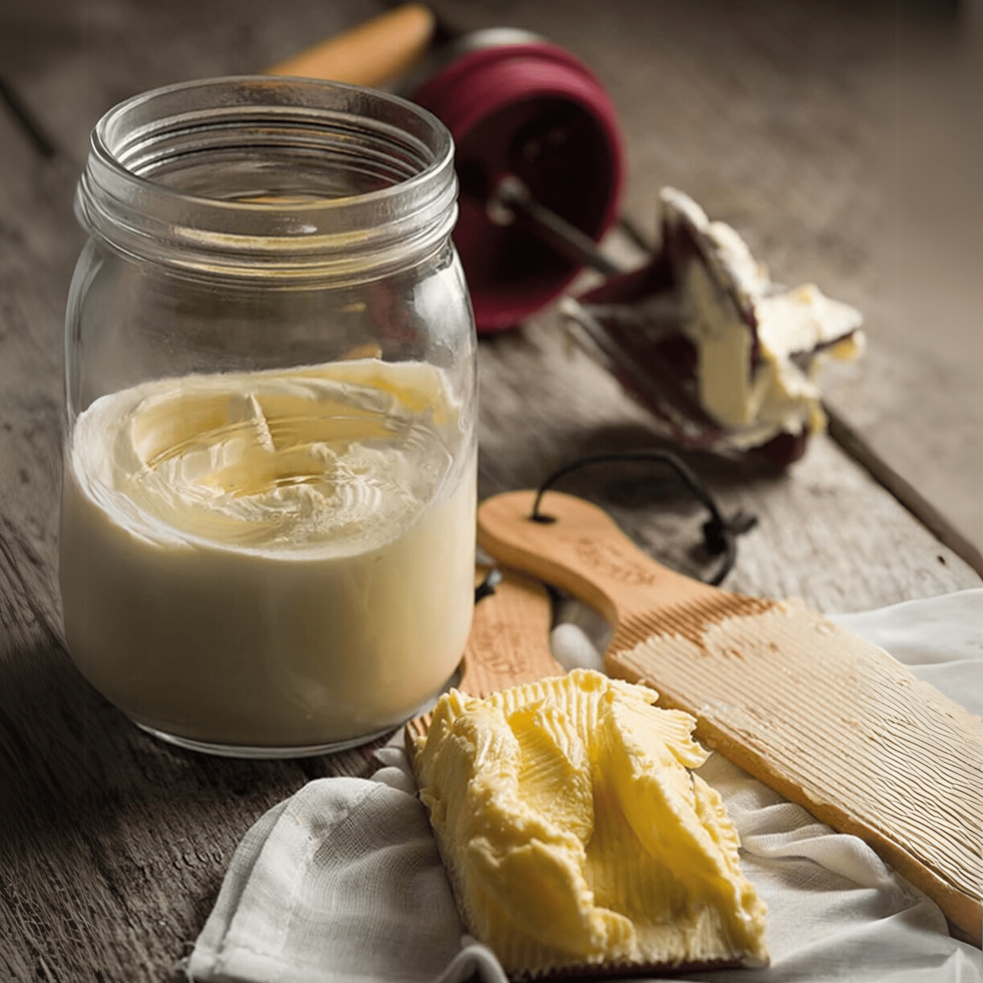 Manual Hand-Crank Butter Churner with Wooden Handle (1500ml)