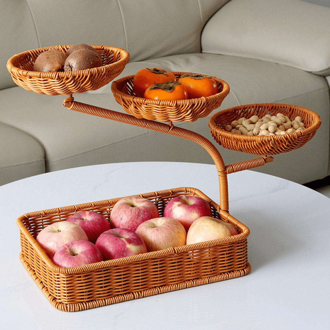 Handwoven Imitation Rattan Fruit Storage Basket