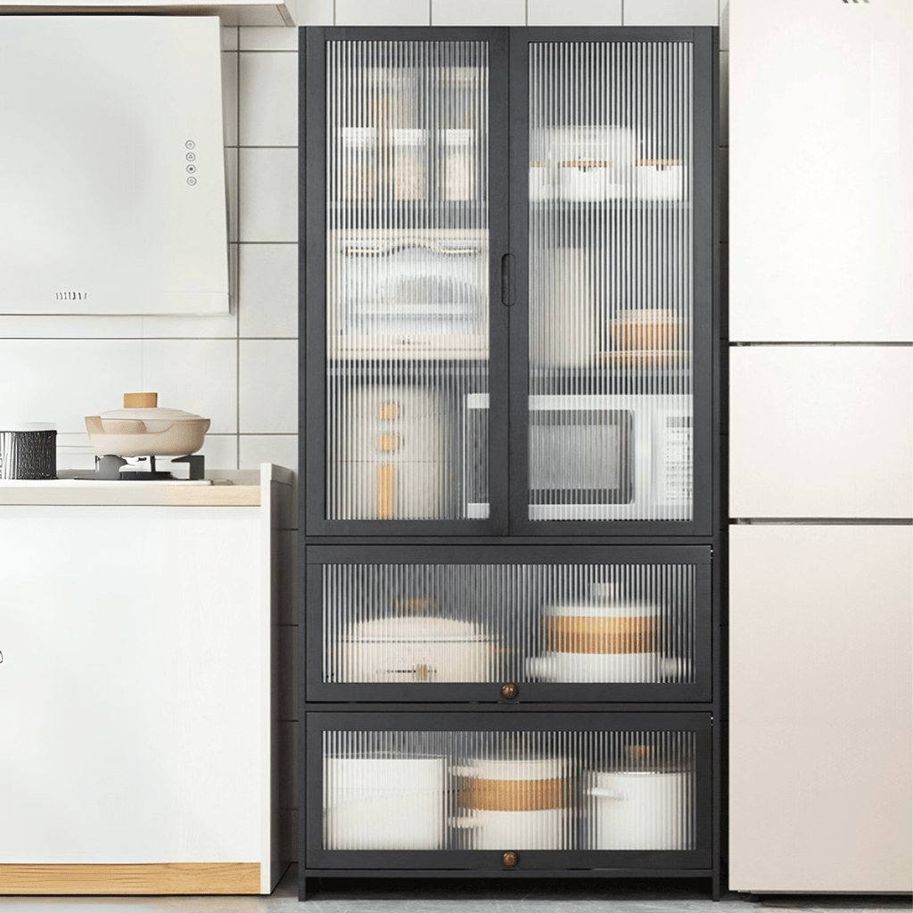 Multipurpose Bamboo Wood Kitchen Storage Rack(Black-80cm)