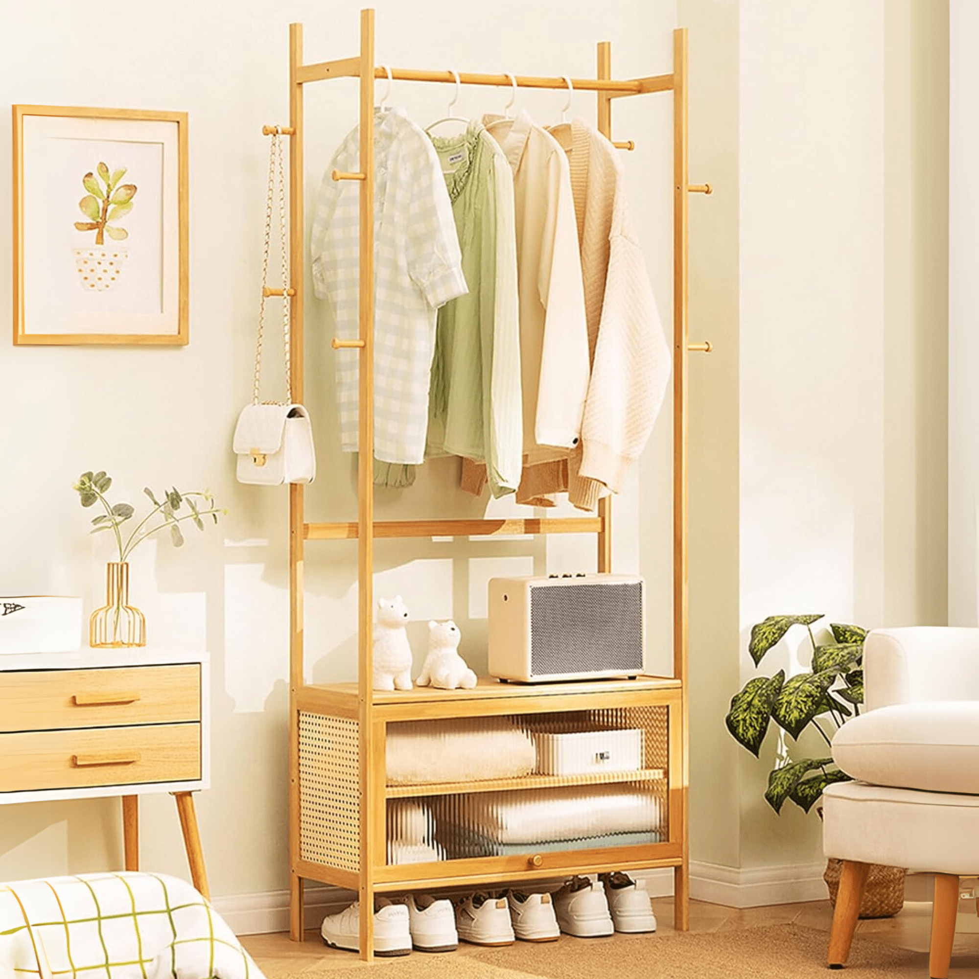 Multi-Functional Bamboo Wood Storage Organizer Rack (70cm)