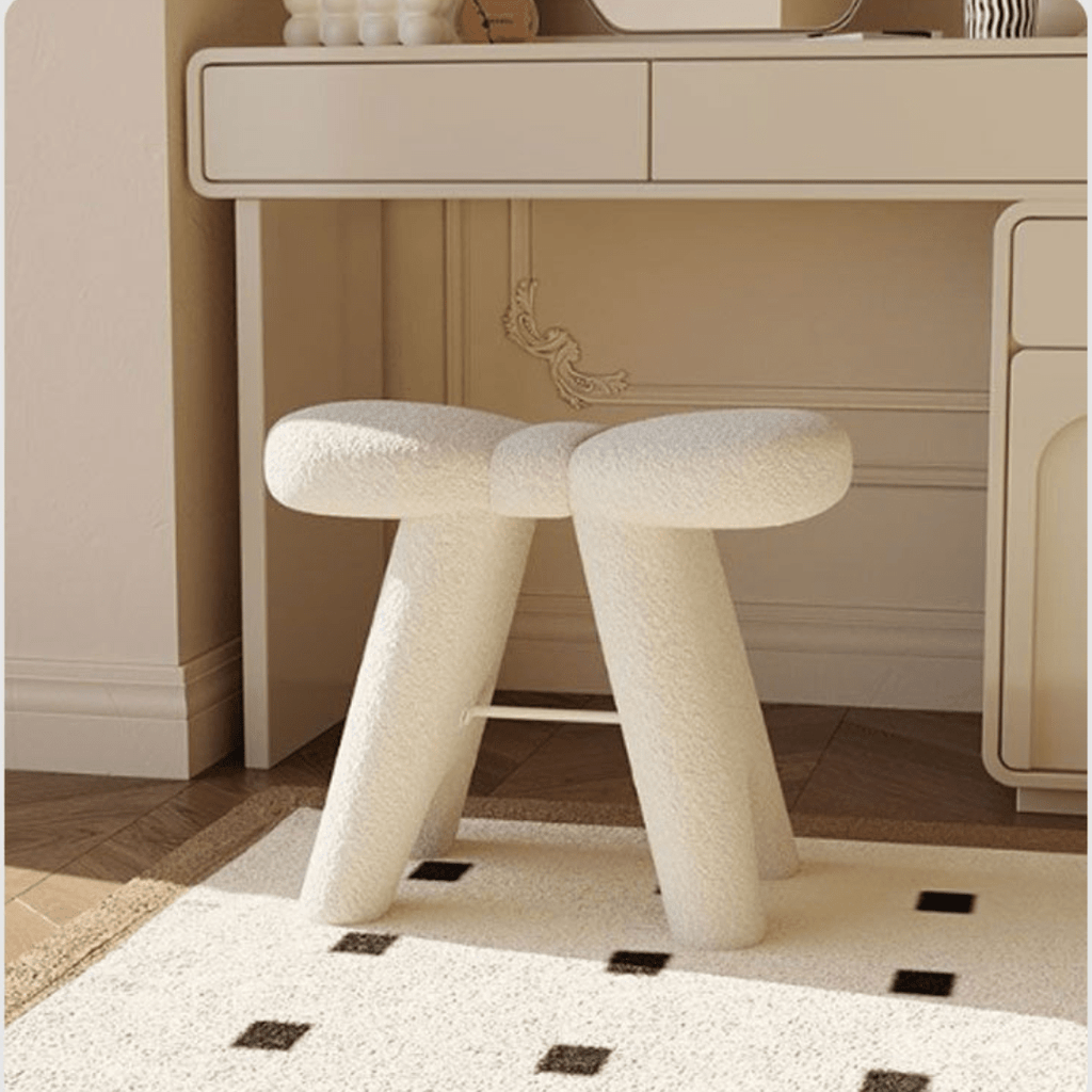 Soft Teddy Velvet Fabric Bow Makeup Stool
