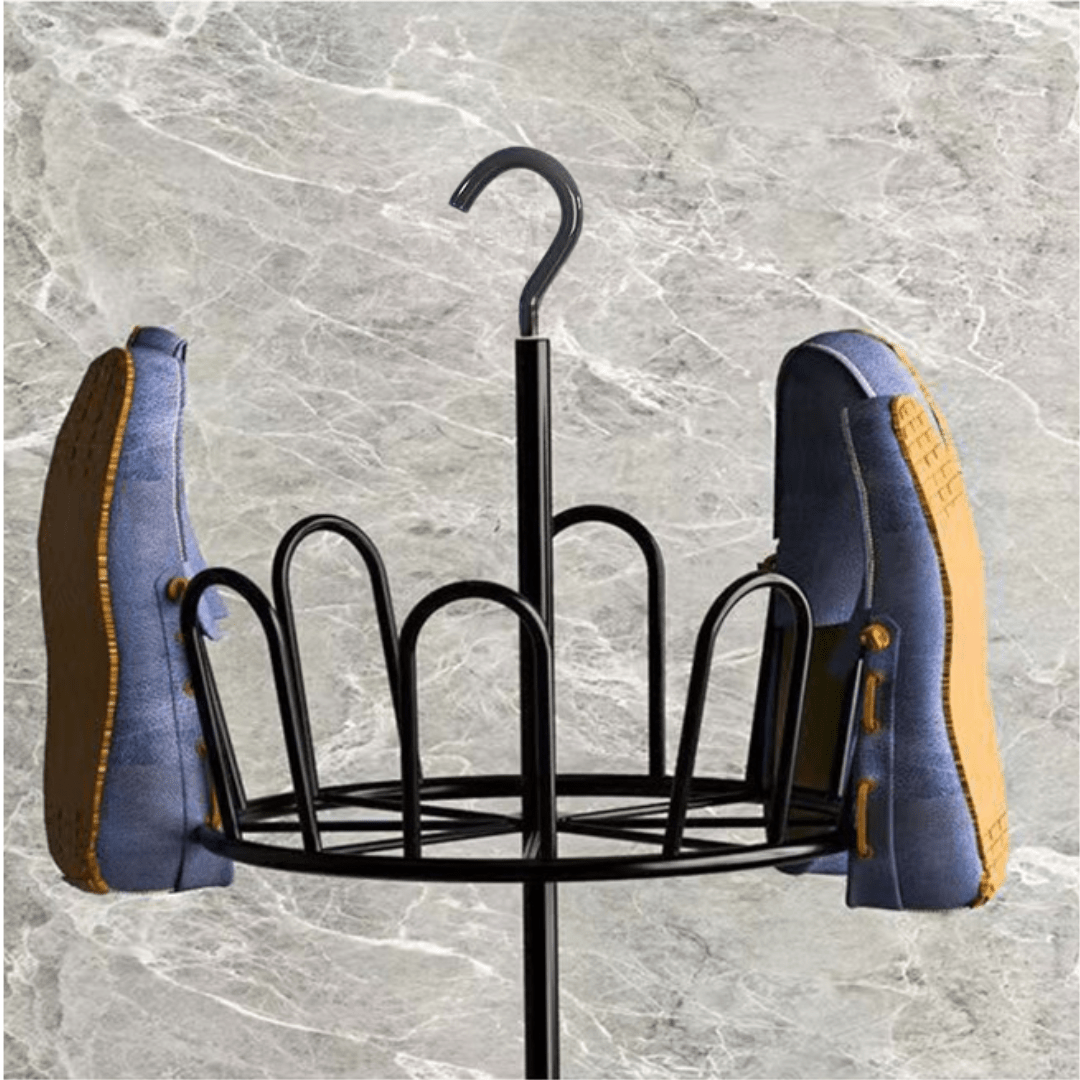 Multi-Layer Iron Shoe Drying & Storage Rack with Circular Bracket