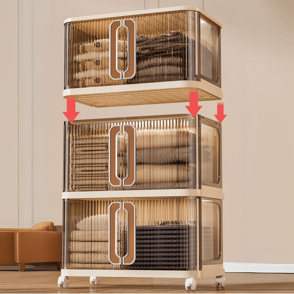 Multi-Purpose Plastic Large-Capacity Foldable Storage Cabinet with Double Doors