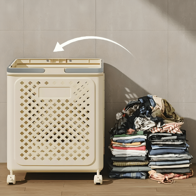 Multi-Purpose Plastic Foldable Laundry Basket with 360° Wheels