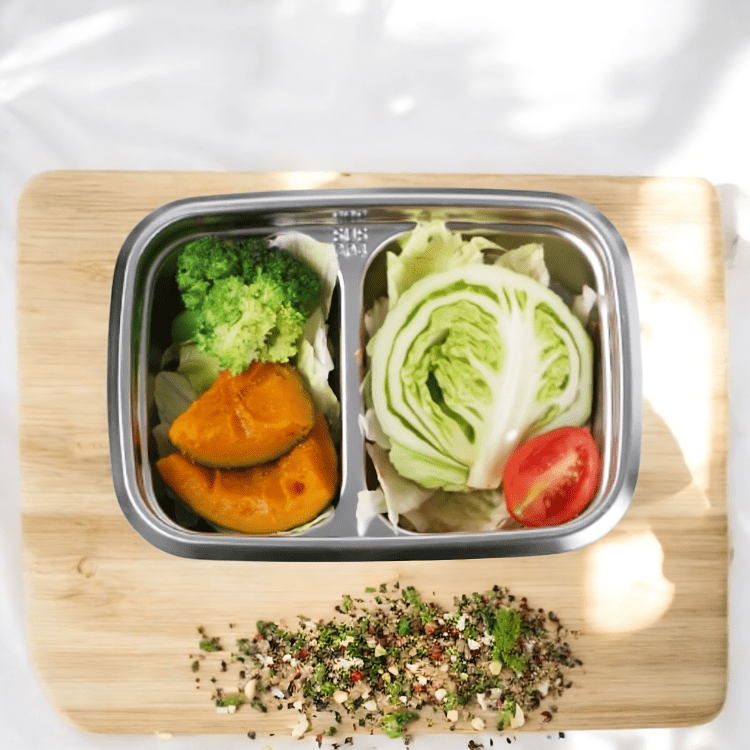 Multi-Purpose Stainless Steel 2-Compartment Food Storage Container (850ml)
