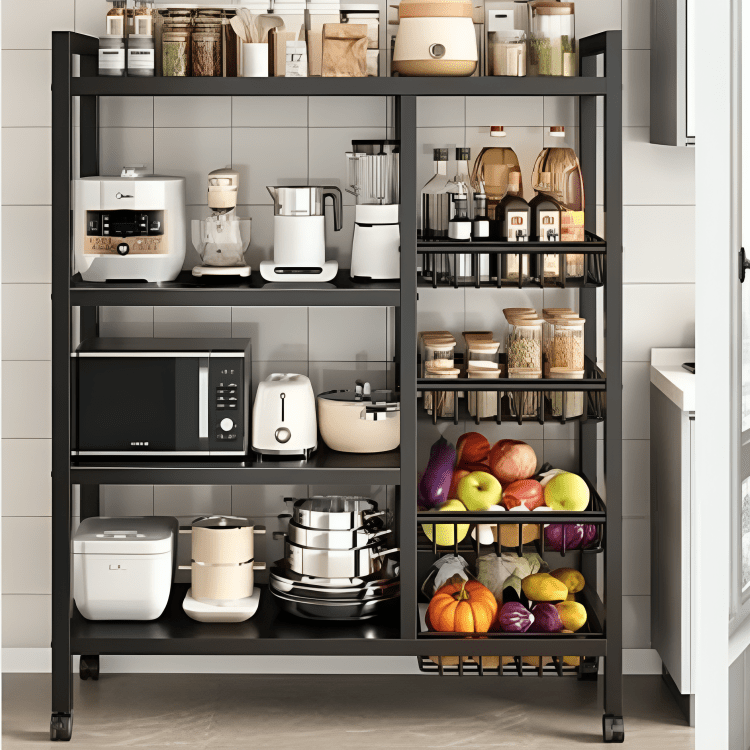 Iron 4-Tier Storage Rack with Adjustable Shelves (90cm)