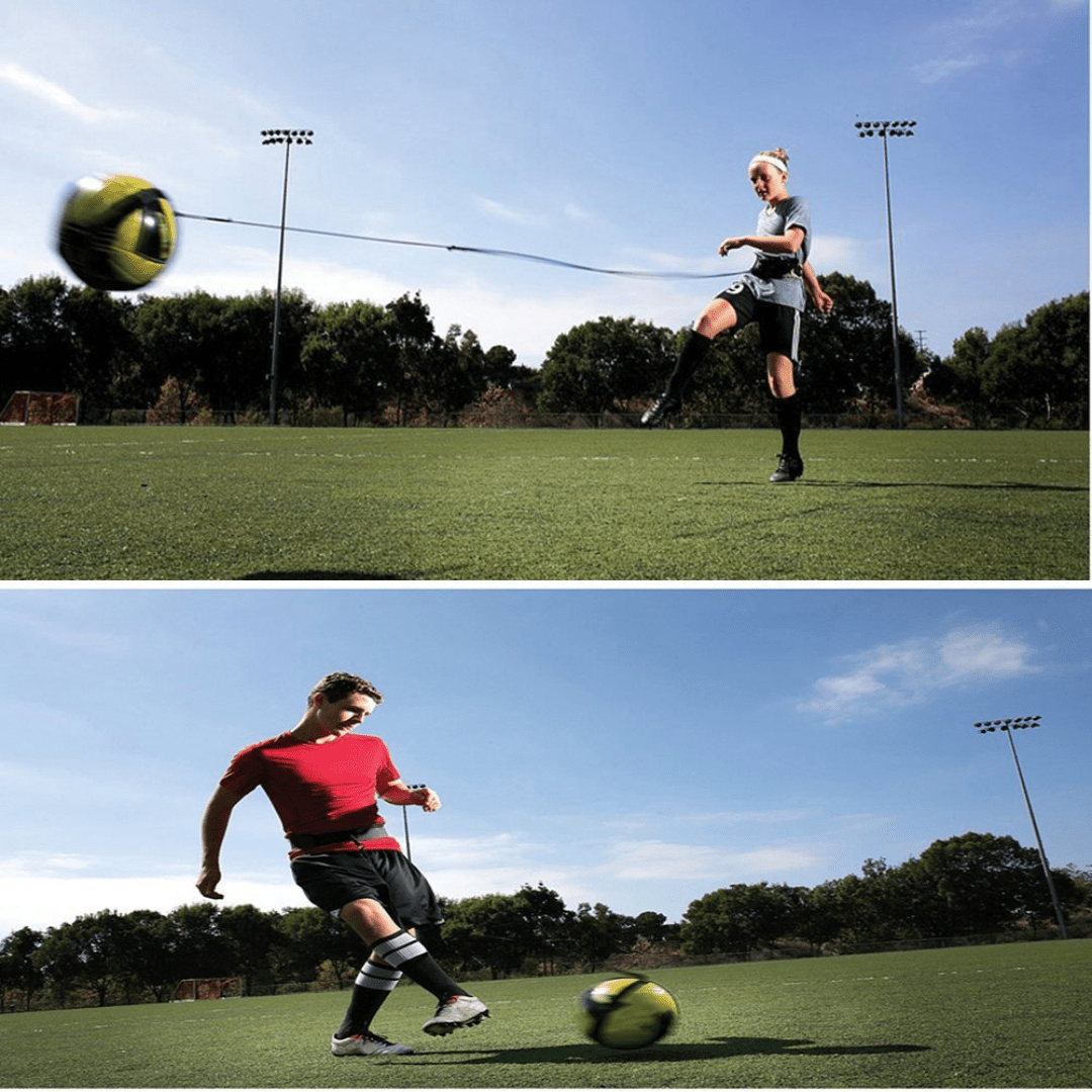Solo Football Trainer with Adjustable Elastic Kick Strap