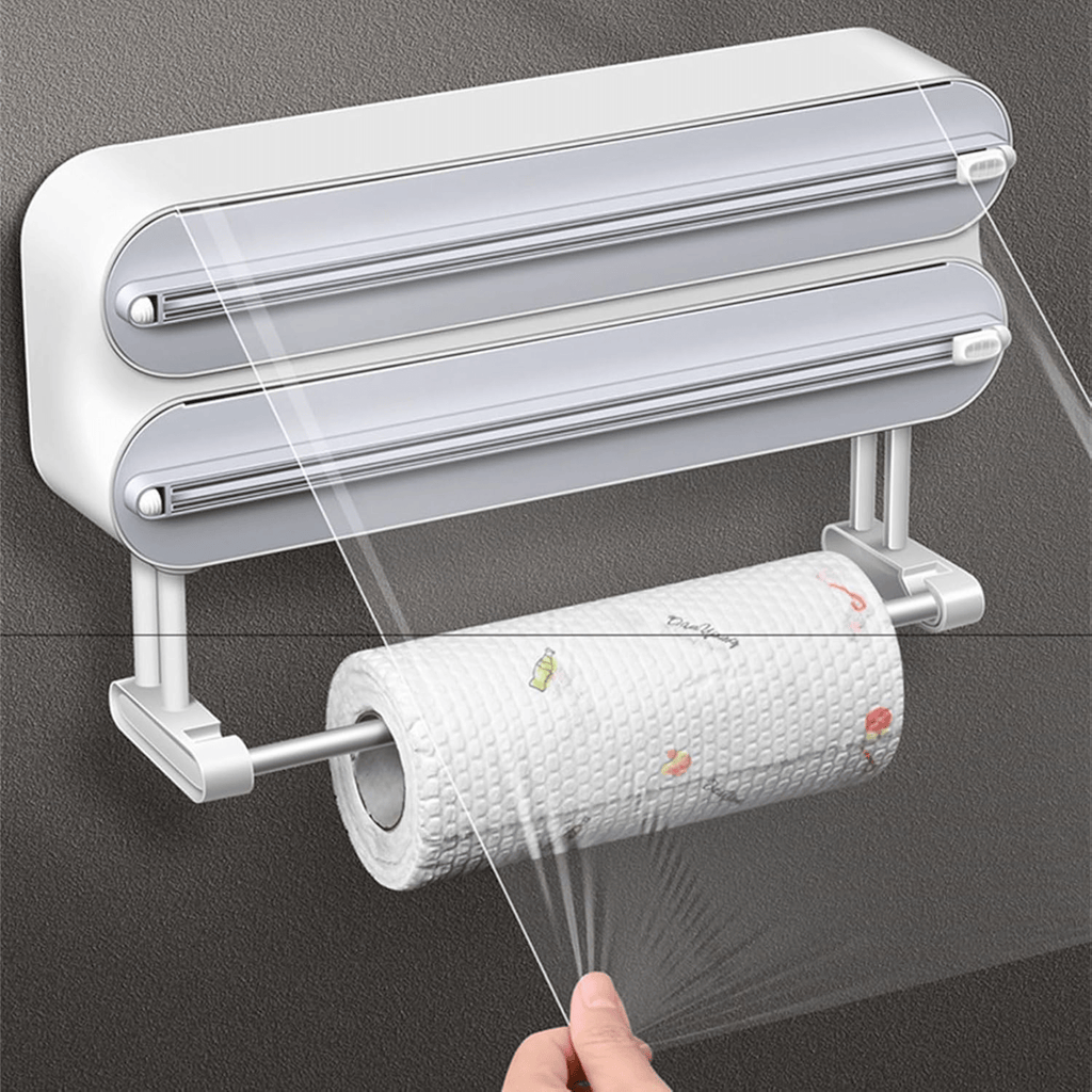 Multi-Functional 3-in-1 Kitchen Wrap Dispenser with Cutter