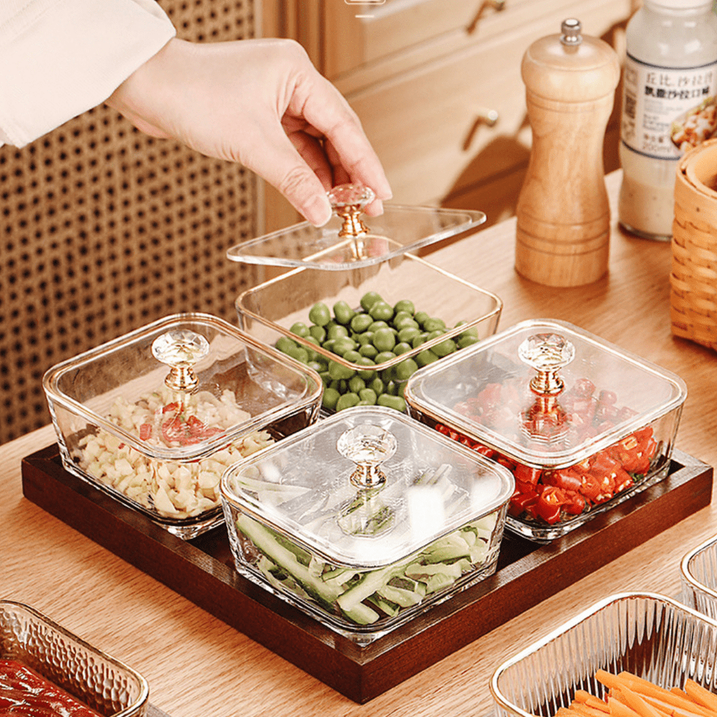 Luxury Glass Snack Box Set (4-Grid)
