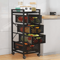 Multi-Layer Rolling Drawer-Style Storage Rack with Detachable Baskets
