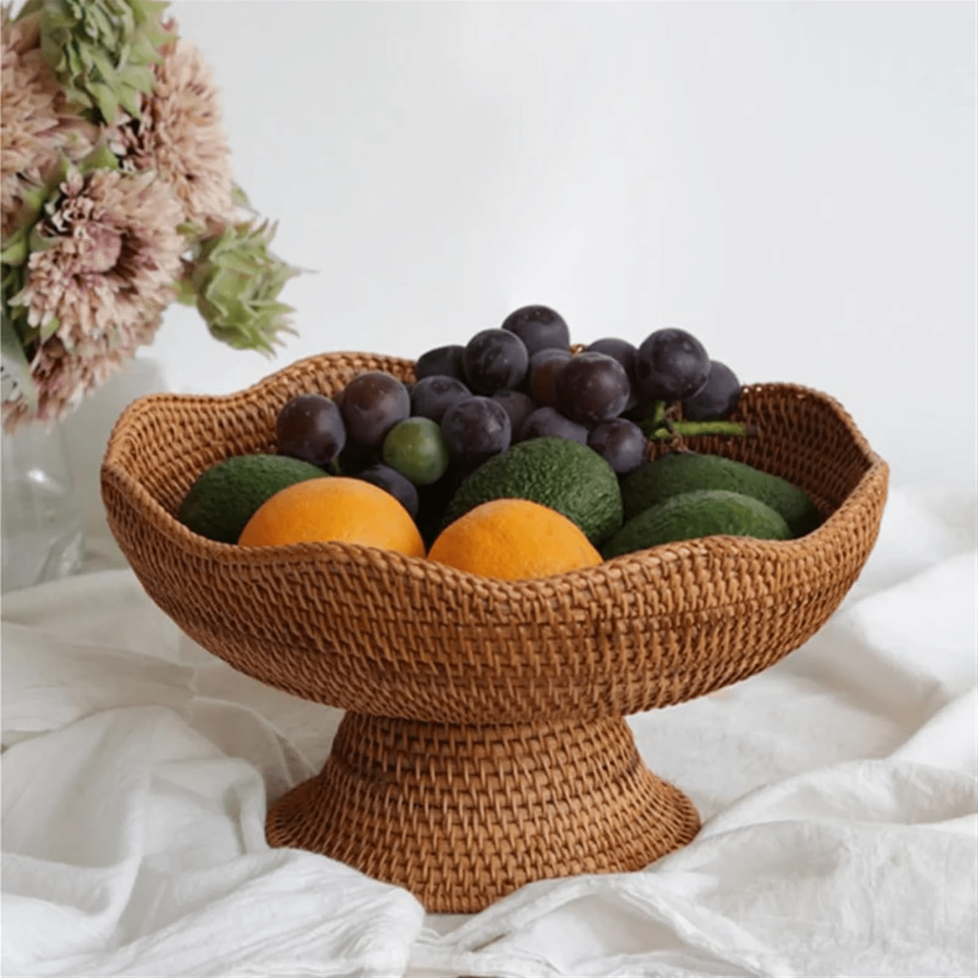 Multi-Purpose Hand-Woven Rattan Serving Basket (25cm)