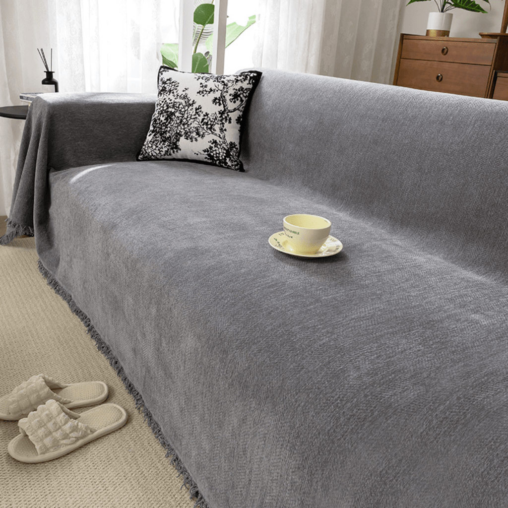 Elegance Chenille Sofa Cover :[EM-SC-13] (Grey)
