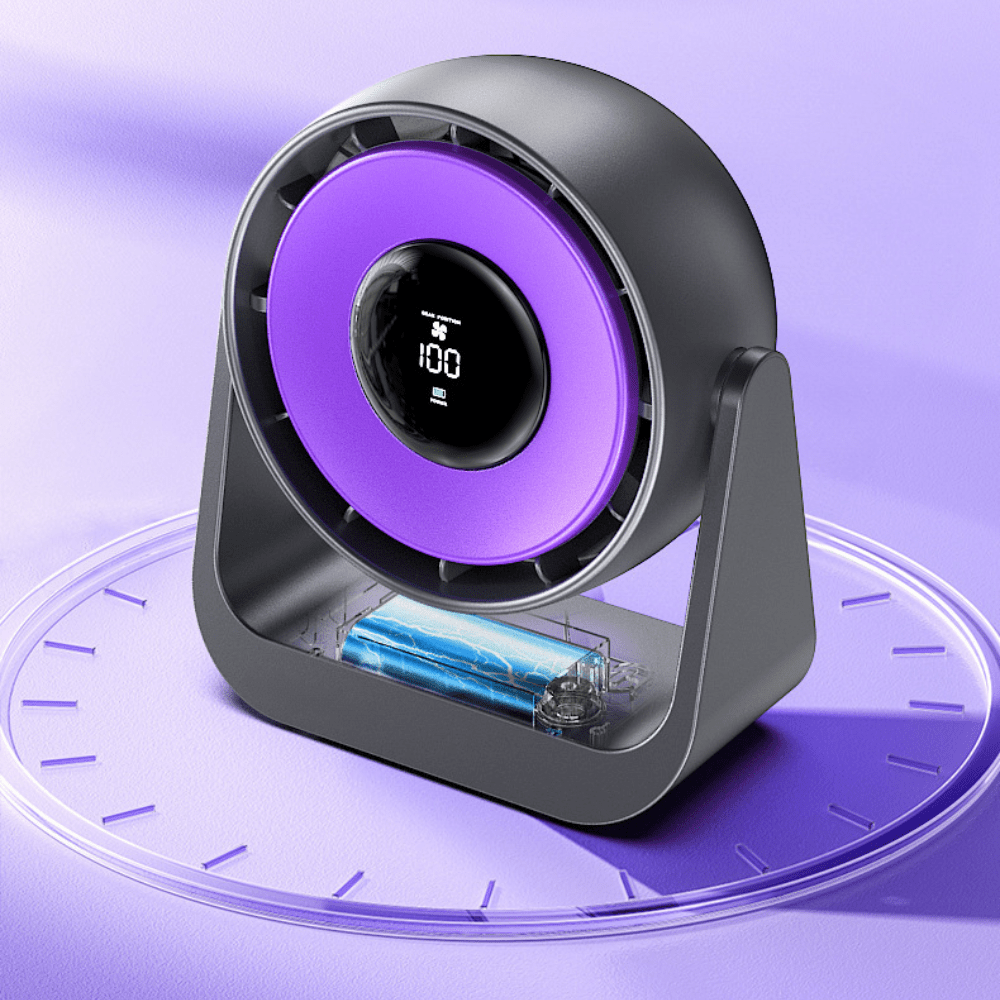 Rechargeable Desktop Fan with Digital Display, 5V