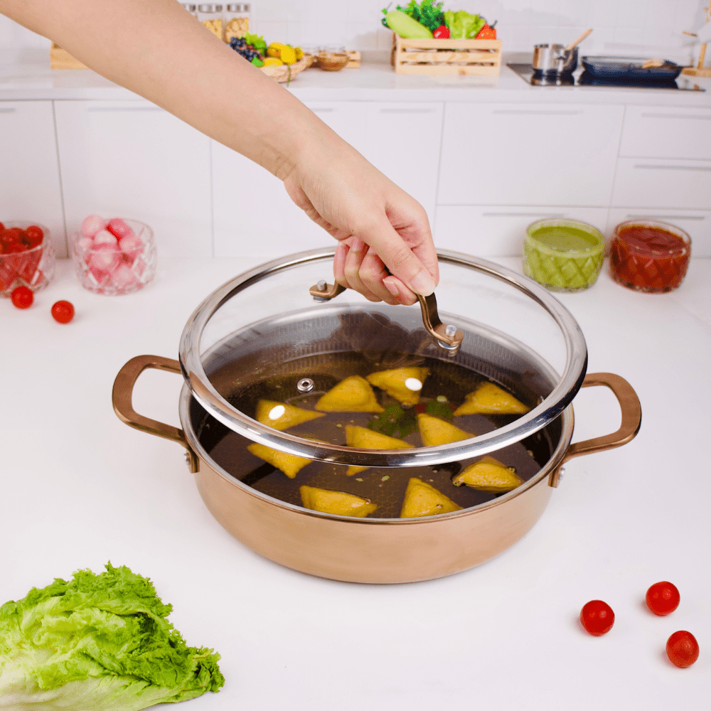 Multi-Purpose Copper Core Honeycomb Cooking Pot With Lid (26cm)