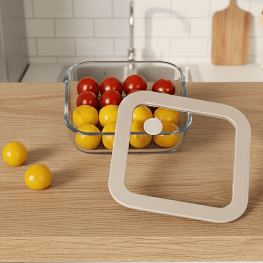 Square Borosilicate Glass Food Container with Vented Lid