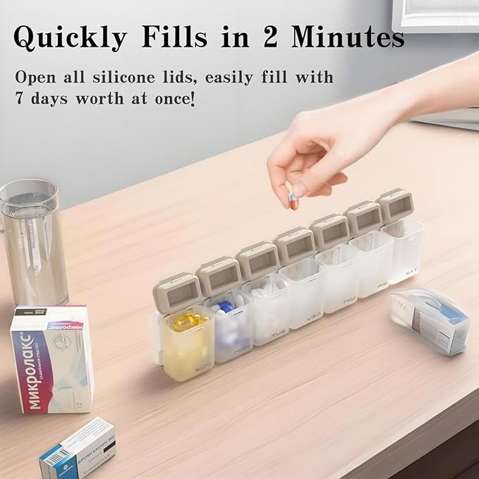 Magnetic Weekly Pill Organizer with 7 Removable Compartments(Pack of 1)