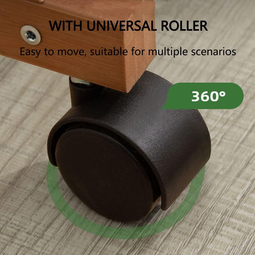 Multifunctional Bamboo Clothes Rack with Wheels and Shelf for Storage