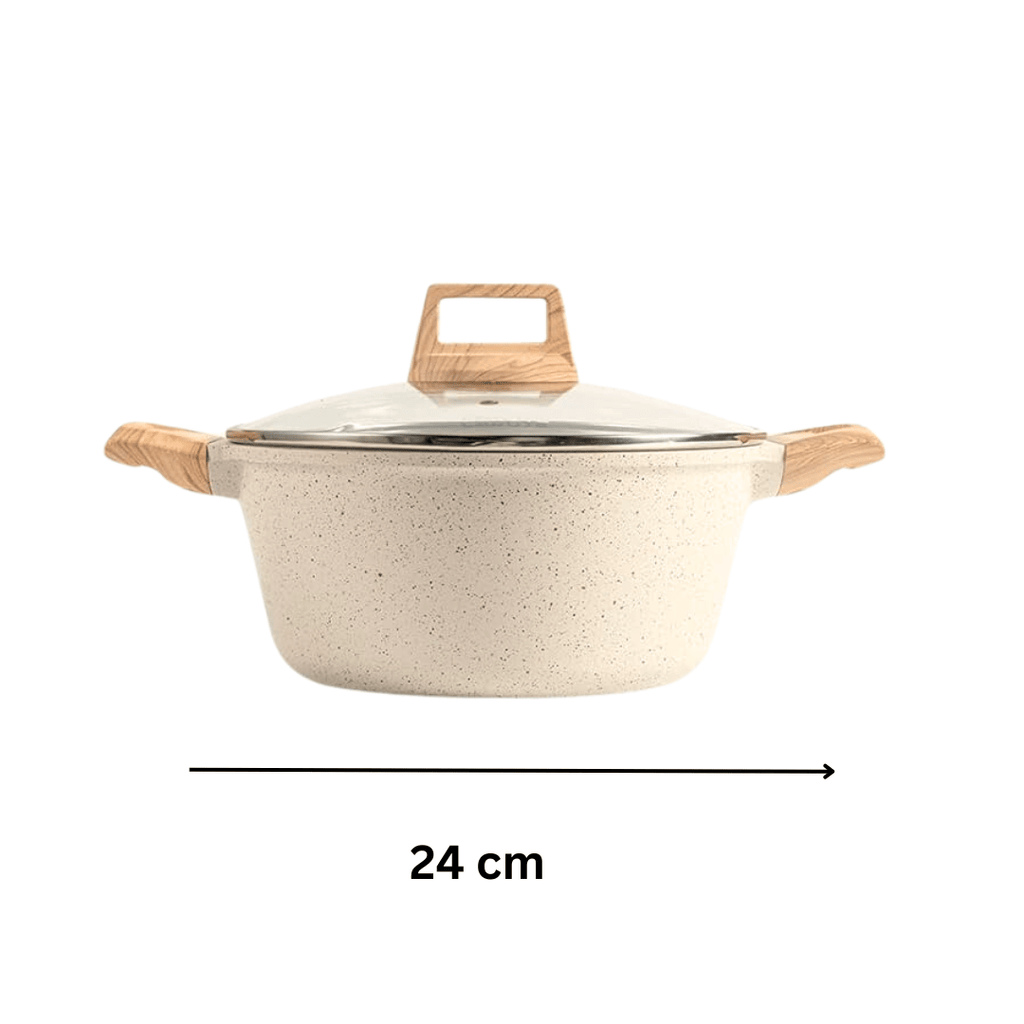 Maifan Stone Non-Stick Sauce Pan (White-24cm)