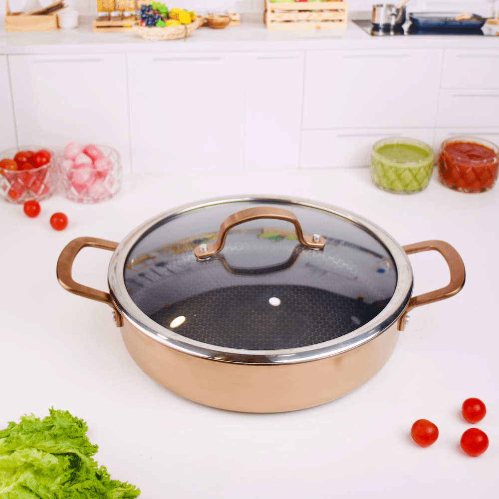 Multi-Purpose Copper Core Honeycomb Cooking Pot With Lid (26cm)