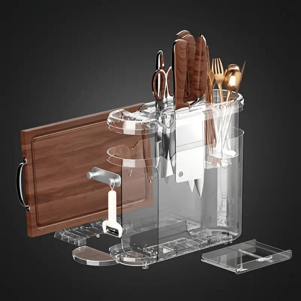 Multi-Functional Knife Holder With Sharpening Stone