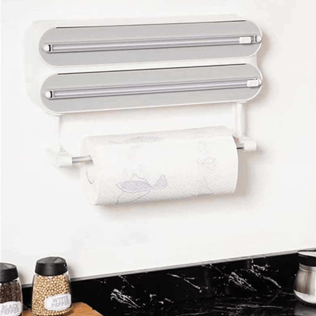 Multi-Functional 3-in-1 Kitchen Wrap Dispenser with Cutter