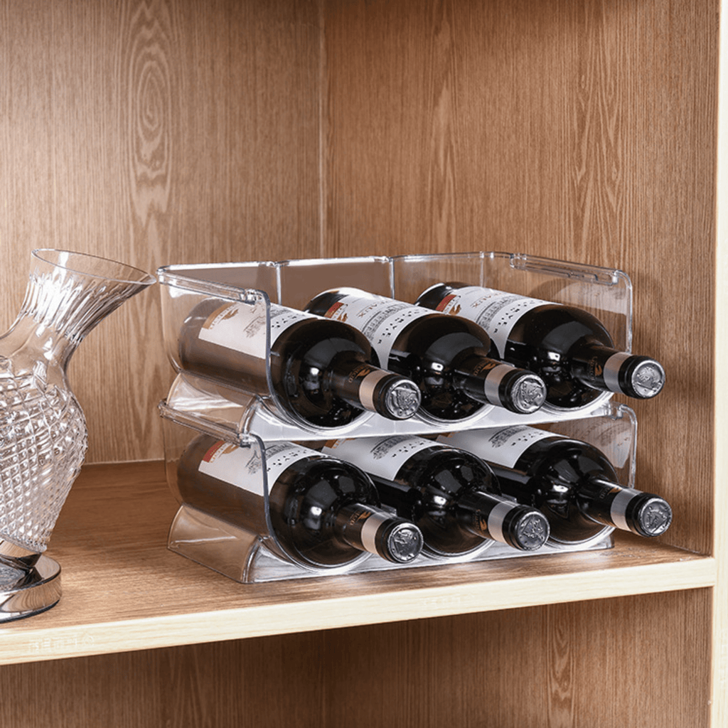 Stackable Water Bottle and Wine Rack Durable Transparent Organizer