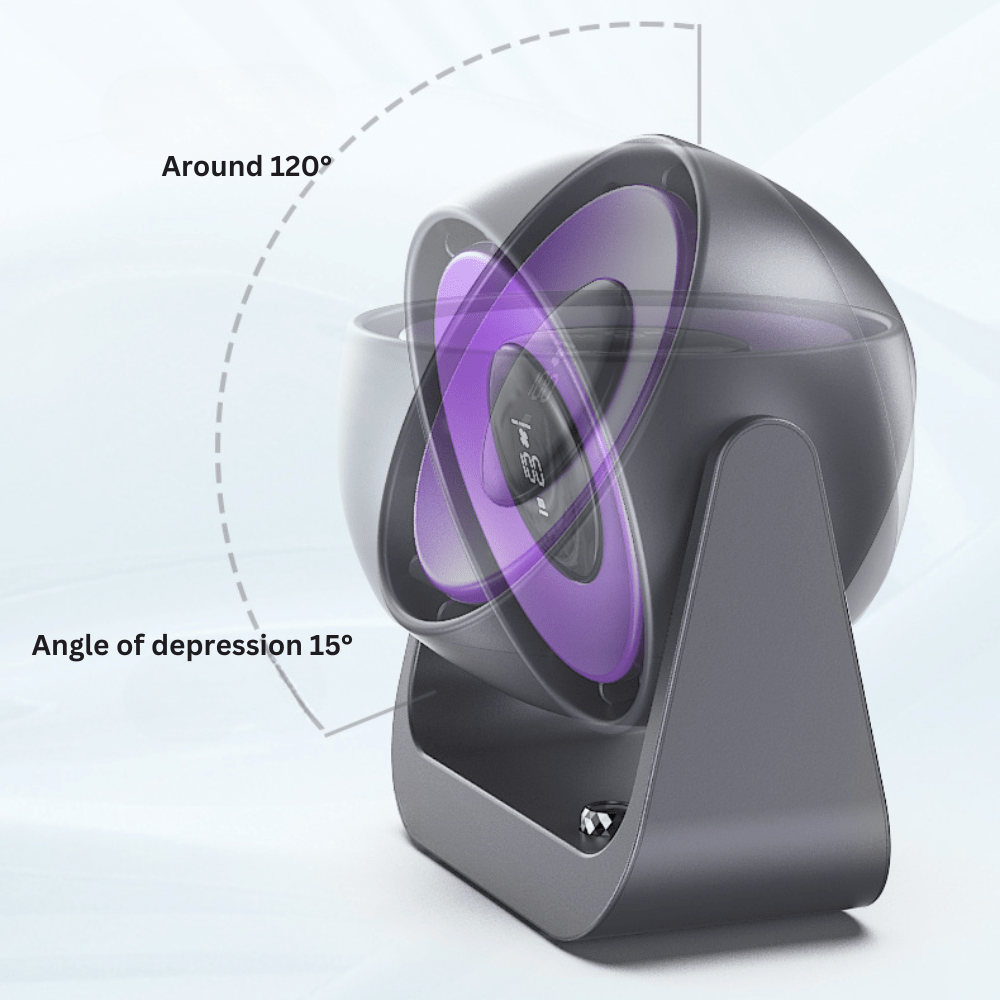 Rechargeable Desktop Fan with Digital Display, 5V
