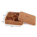 Handwoven Imitation Rattan Snack & Fruit Basket with Lid (30cm)
