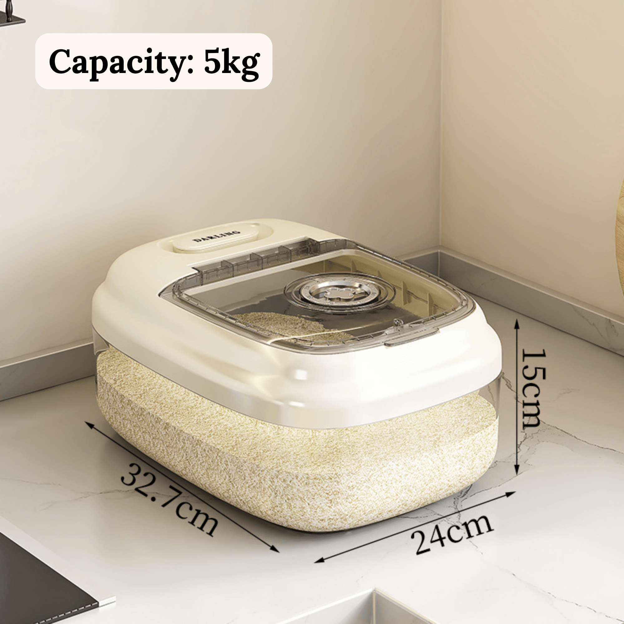 Multipurpose Rice Food Storage Container with Airtight Sealing Lid(5Kg)