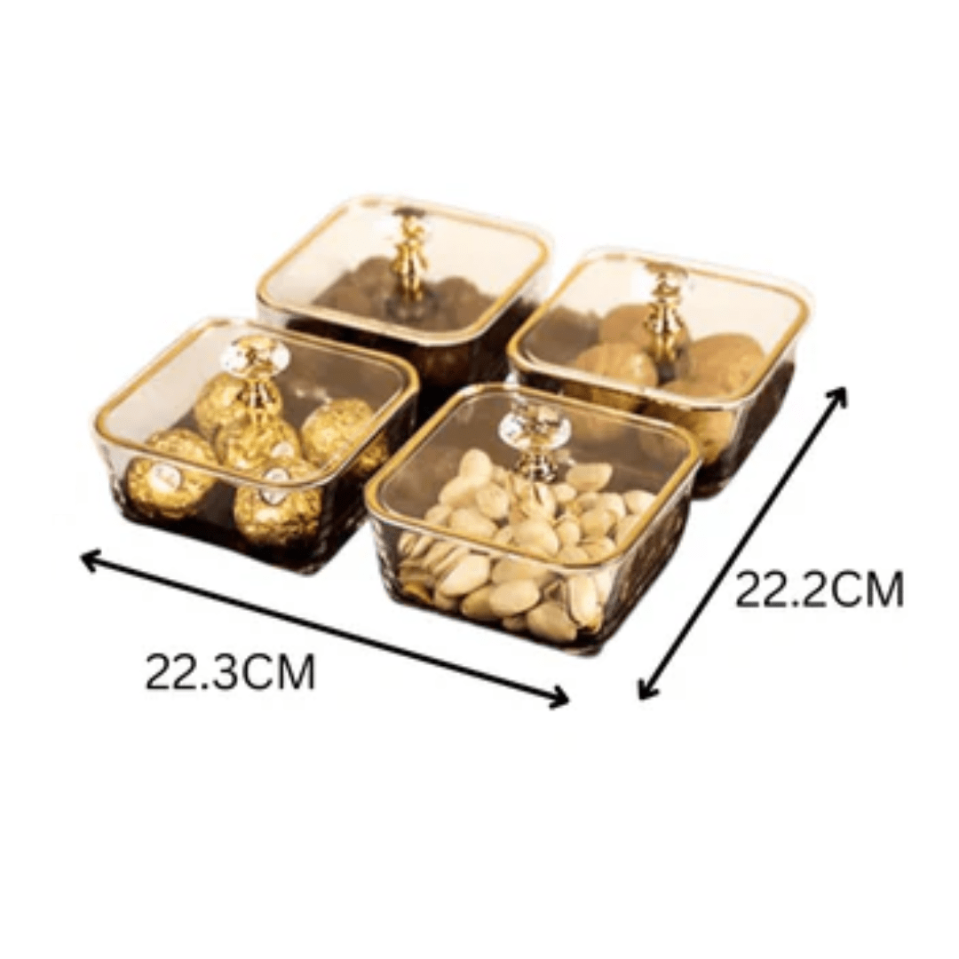 Luxury Glass Snack Box Set (4-Grid)