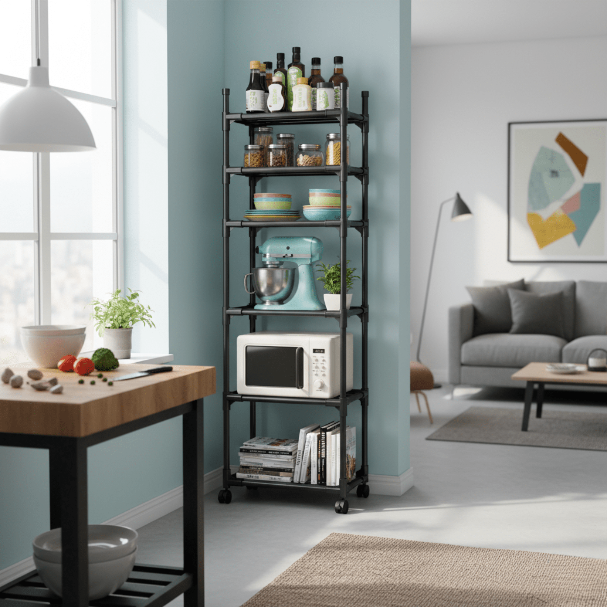 Multi-Layer Kitchen Storage Trolley Rack with Wheels