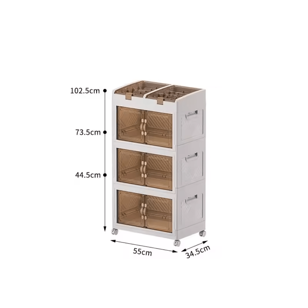 Multi-Purpose Foldable Storage Organizer Wardrobe With Wheels