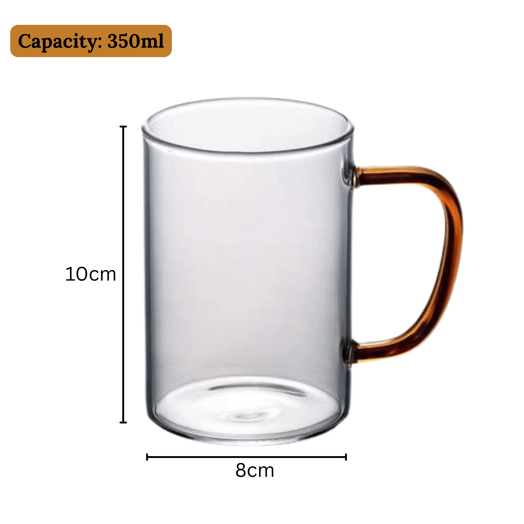 Multi-Purpose Transparent Borosilicate Glass Mug with Colorful Handle – 350ml