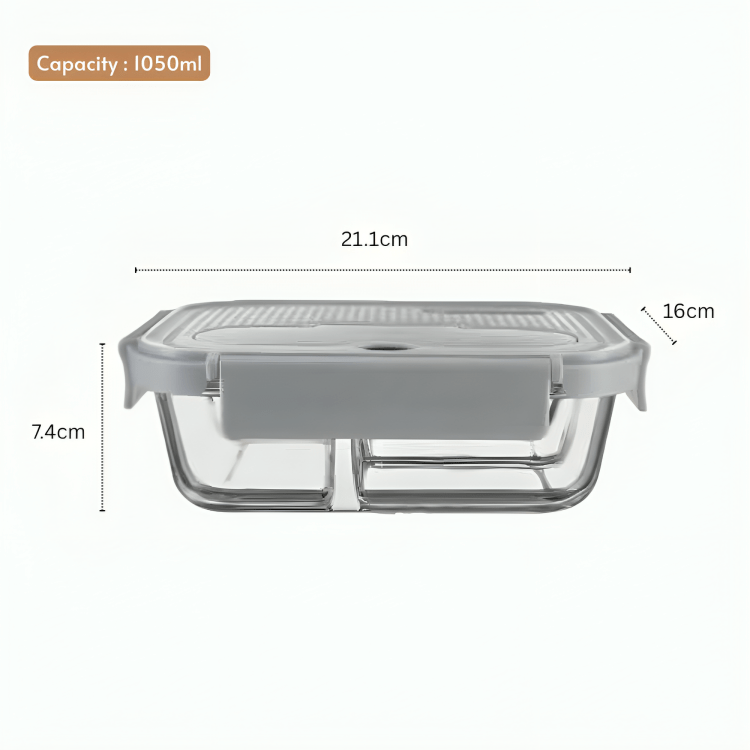 Multi-Compartment Rectangle Glass Food Container